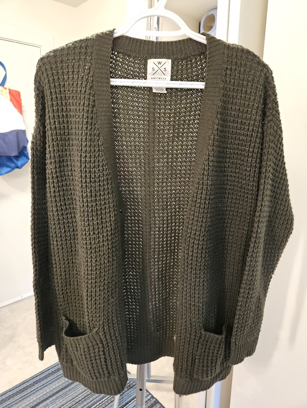 Wit & Wisdom Olive Green Open Knit Lomg Cardigan Size M
